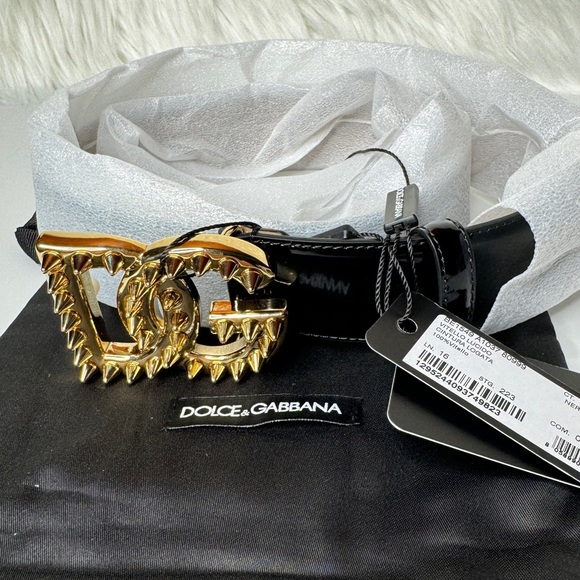 Dolce & Gabbana Accessories - Dolce & Gabbana Black Polished Belt - Size 90